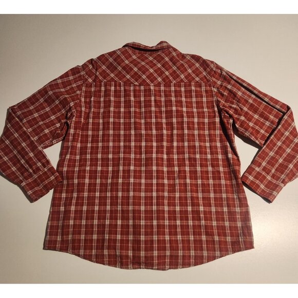 Old Navy Pearl Snap Shirt Western Red Black Plaid Rodeo Cowboy Mens XXL‎ 2XL EUC - Picture 7 of 13
